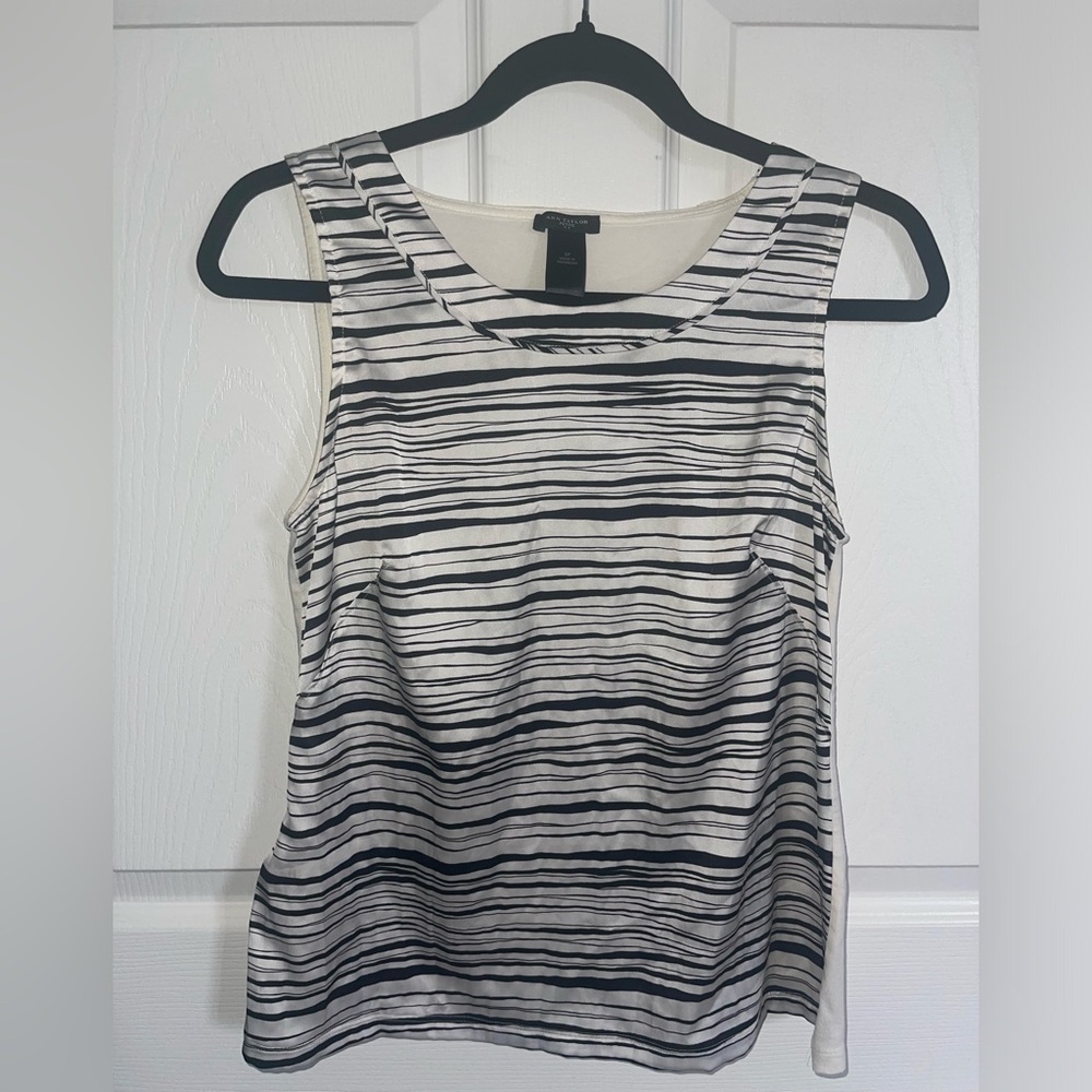 Ann Taylor Black and White Striped Tank Top